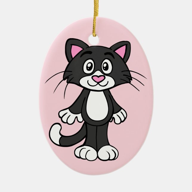 Tuxedo cat porcelain ornament (Front)