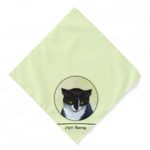 Tuxedo Cat Portrait Painting Cute Original Art Bandana