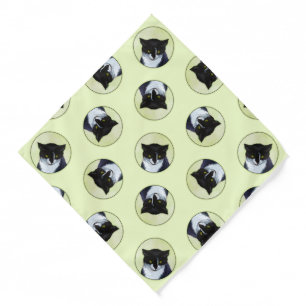 Tuxedo Cat Portrait Painting Cute Original Art Bandana