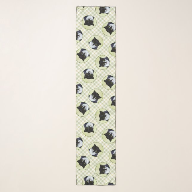 Tuxedo Cat Portrait Painting Cute Original Art Scarf (Front)