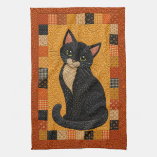 Tuxedo Cat Quilt Kitchen Towel
