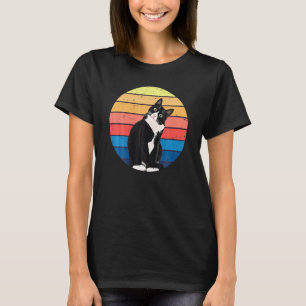 Tuxedo Cat  Retro Colors For Animal Lovers T-Shirt