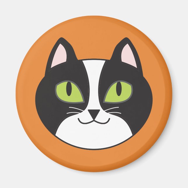 Tuxedo Cat Round Magnet (Front)