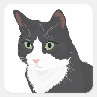 Tuxedo Cat Square Sticker