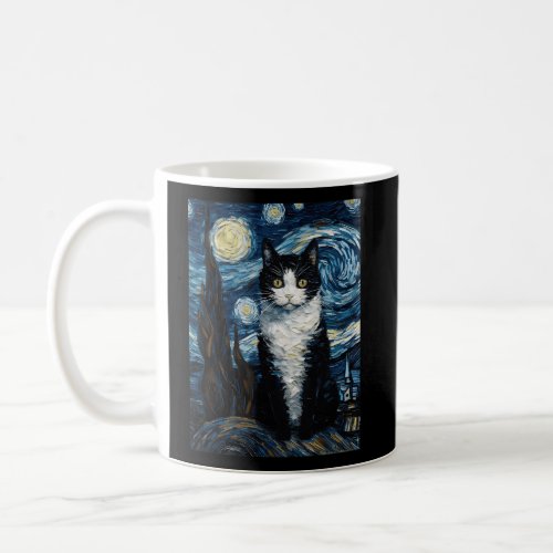 Tuxedo Cat Starry Night Moon And Stars Coffee Mug