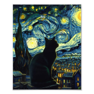 Tuxedo Cat Starry Night Tuxedo Cat Owner Photo Print