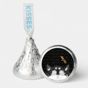 Tuxedo Cat Surprised by Dragonfly Hershey®'s Kisses®