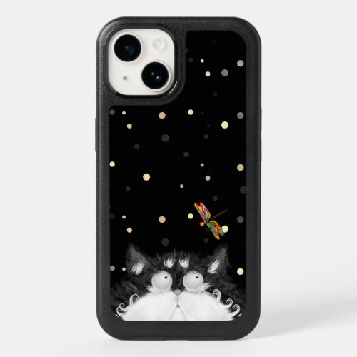 Tuxedo Cat Surprised by Dragonfly  OtterBox iPhone 14 Case