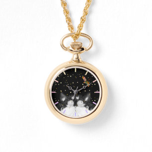 Tuxedo Cat Surprised by Dragonfly Watch