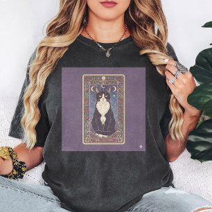 Tuxedo Cat Tarot Card Celestial Rose Art T-Shirt
