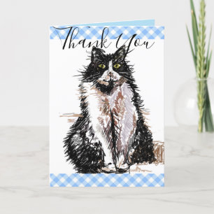 Tuxedo Cat Thank You Black and White Cats Card