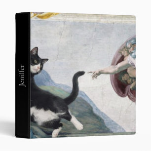 Tuxedo Cat Touching the Divine Paw 3 Ring Binder