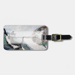 Tuxedo Cat Touching the Divine Paw Luggage Tag