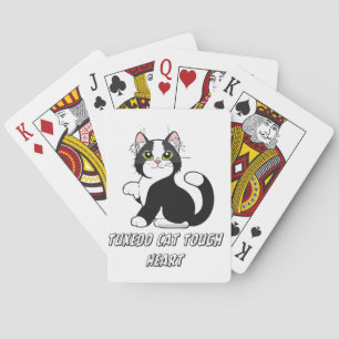 "Tuxedo Cat Tough Heart Cute Kitten Playing Cards" Poker Cards