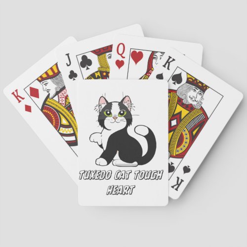 "Tuxedo Cat Tough Heart Cute Kitten Playing Cards" Poker Cards
