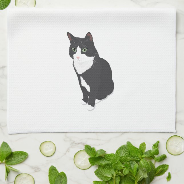 Tuxedo Cat Towel (Folded)