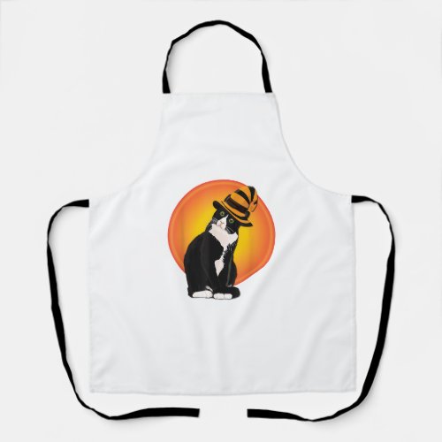 Tuxedo Cat Tshirt Halloween Costume Witches Hat Ca Apron