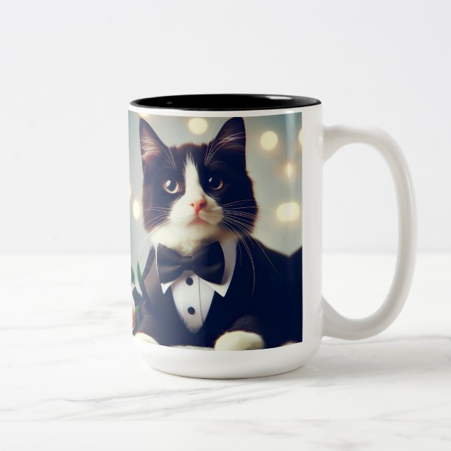 Tuxedo Cat Two-Tone Coffee Mug (Right)