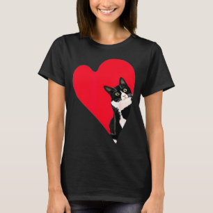 Tuxedo Cat Valentine Heart For Kitten And Animal L T-Shirt