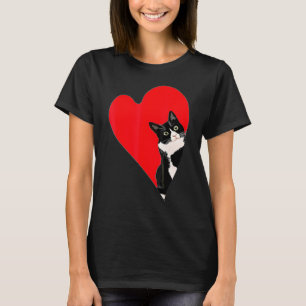 Tuxedo Cat Valentine Heart for Kitten and Animal T-Shirt