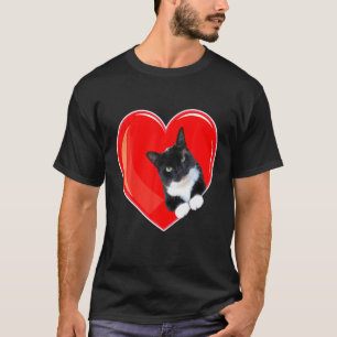 Tuxedo Cat Valentine Heart For Kitten And Cat Love T-Shirt