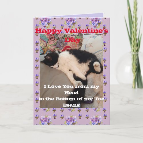 Tuxedo Cat Valentines Day I Love You Toe Beans Card