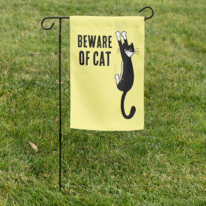 Tuxedo Cat Warning Funny Black and White Cat Garden Flag