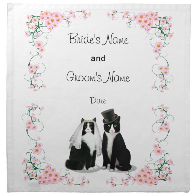 Tuxedo Cat Wedding Napkin (Front)
