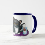 Tuxedo Cat With Cookie And Milk Mug at Zazzle