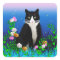Tuxedo Cat with Flowers Stickers
