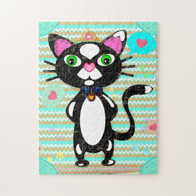 Tuxedo Cat With Mouse Toys Jigsaw Puzzle (Vertical)