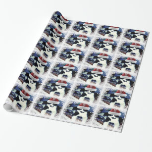Tuxedo Cat With Santa Hat Glossy Wrapping Paper
