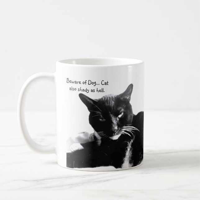 Tuxedo Cat with Shady Smile  Coffee Mug (Left)