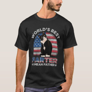 Tuxedo Cat Worldu2019s Best Farter I Mean Father V T-Shirt