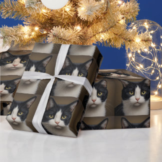 Tuxedo cat wrapping paper