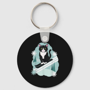 Tuxedo Cats And Skiing Snow Winter Sports Fans  Keychain