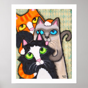 Tuxedo Cat's Bath Poster