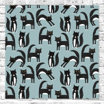 Tuxedo Cats Poster<br><div class="desc">Lota of lovely black and white tuxedo cats going about their business. A fun pattern on a mid blue background,  perfect for animal and pet lovers.</div>