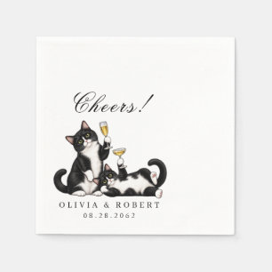 Tuxedo Cats Toast Custom Date Wedding Cheers Napkins