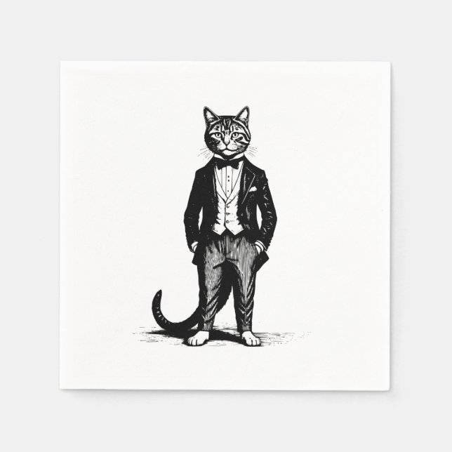 Tuxedo Classy Cat Napkins (Front)