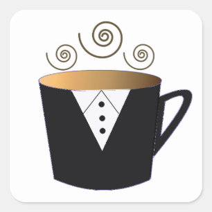 Tuxedo Coffee Mug Design Square Sticker