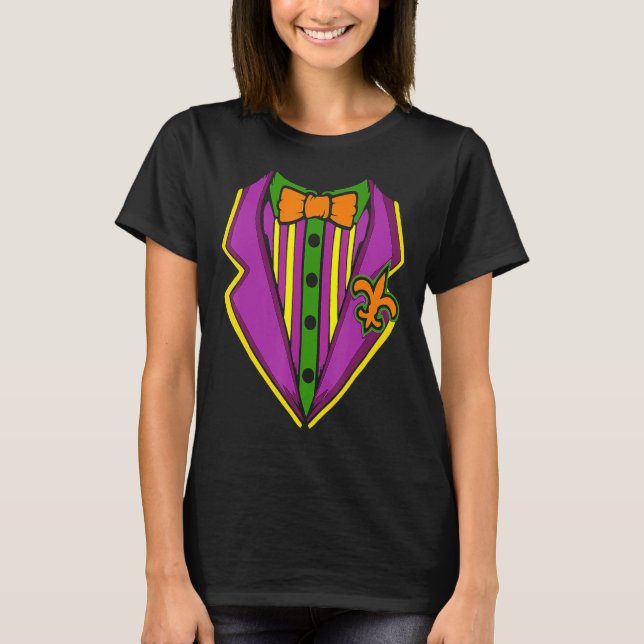 Tuxedo Costume Mardi Gras Carnival Parade Masquera T-Shirt (Front)