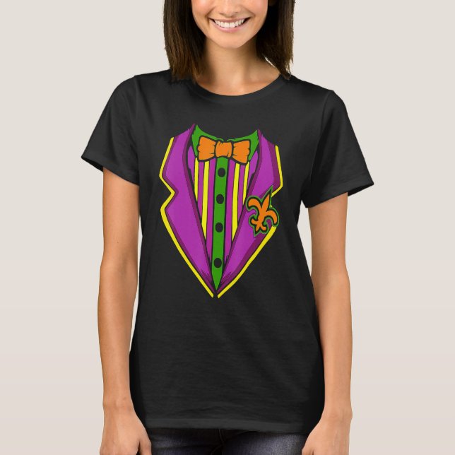 Tuxedo Costume Mardi Gras Carnival Parade Masquera T-Shirt (Front)