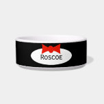 Tuxedo Dapper Boy Bow Tie Personalized Bowl<br><div class="desc">Black background with a red bow tie makes this bowl look like a tuxedo. Classy,  masculine design for male dogs and cats. Personalize this with a pet's name.</div>
