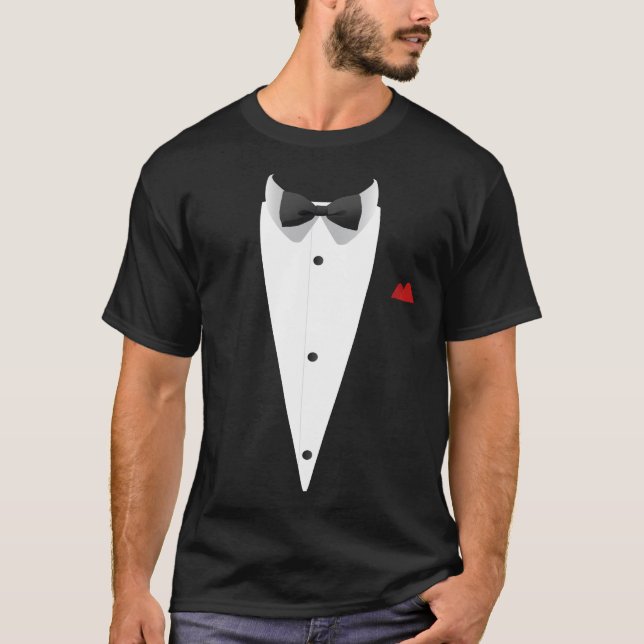 Tuxedo design with Bowtie For Weddings And T-Shirt (Front)