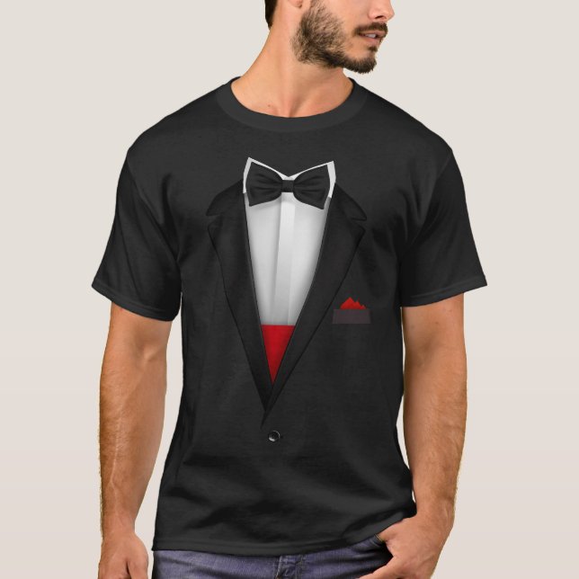Tuxedo design with Bowtie For Weddings And T-Shirt (Front)