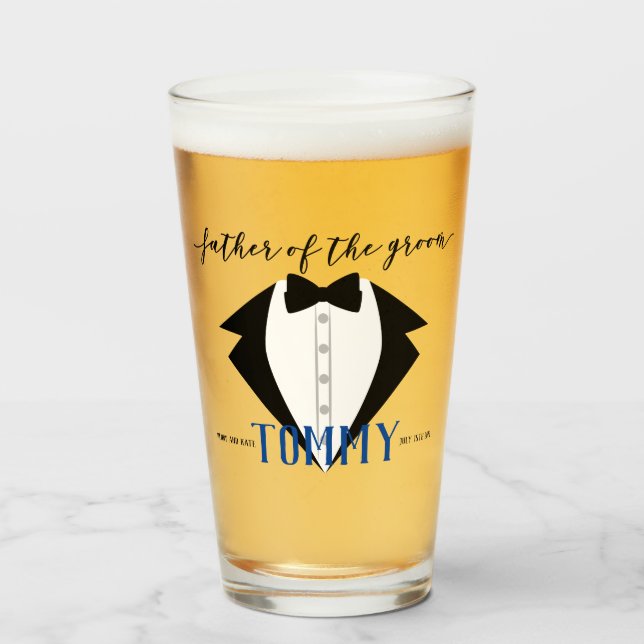 Tuxedo Father Of The Groom Thank You Gift Pint Glass (Front Filled)