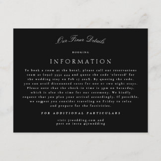 Tuxedo Formal Classic Calligraphy Wedding Details Enclosure Card