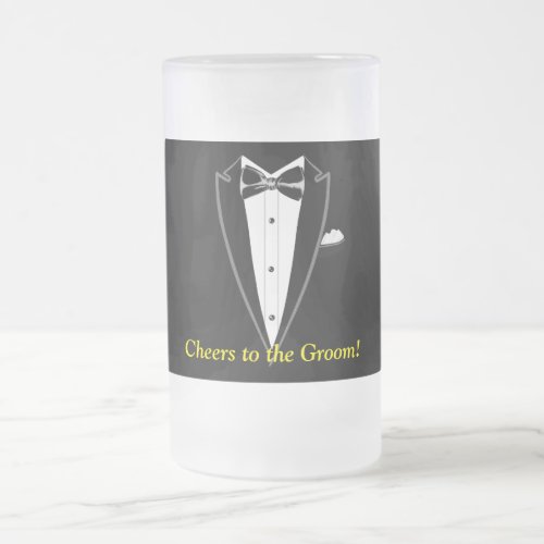 Tuxedo  frosted glass beer mug