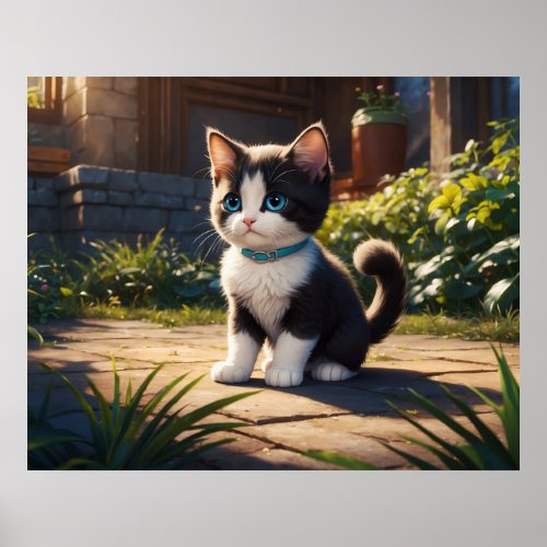  Tuxedo Garden Kitty Cat 54 Feline Kitten Poster
